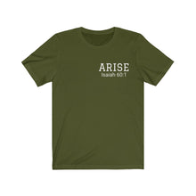 Load image into Gallery viewer, Arise Unisex Jersey Short Sleeve Tee with Arise scripture

